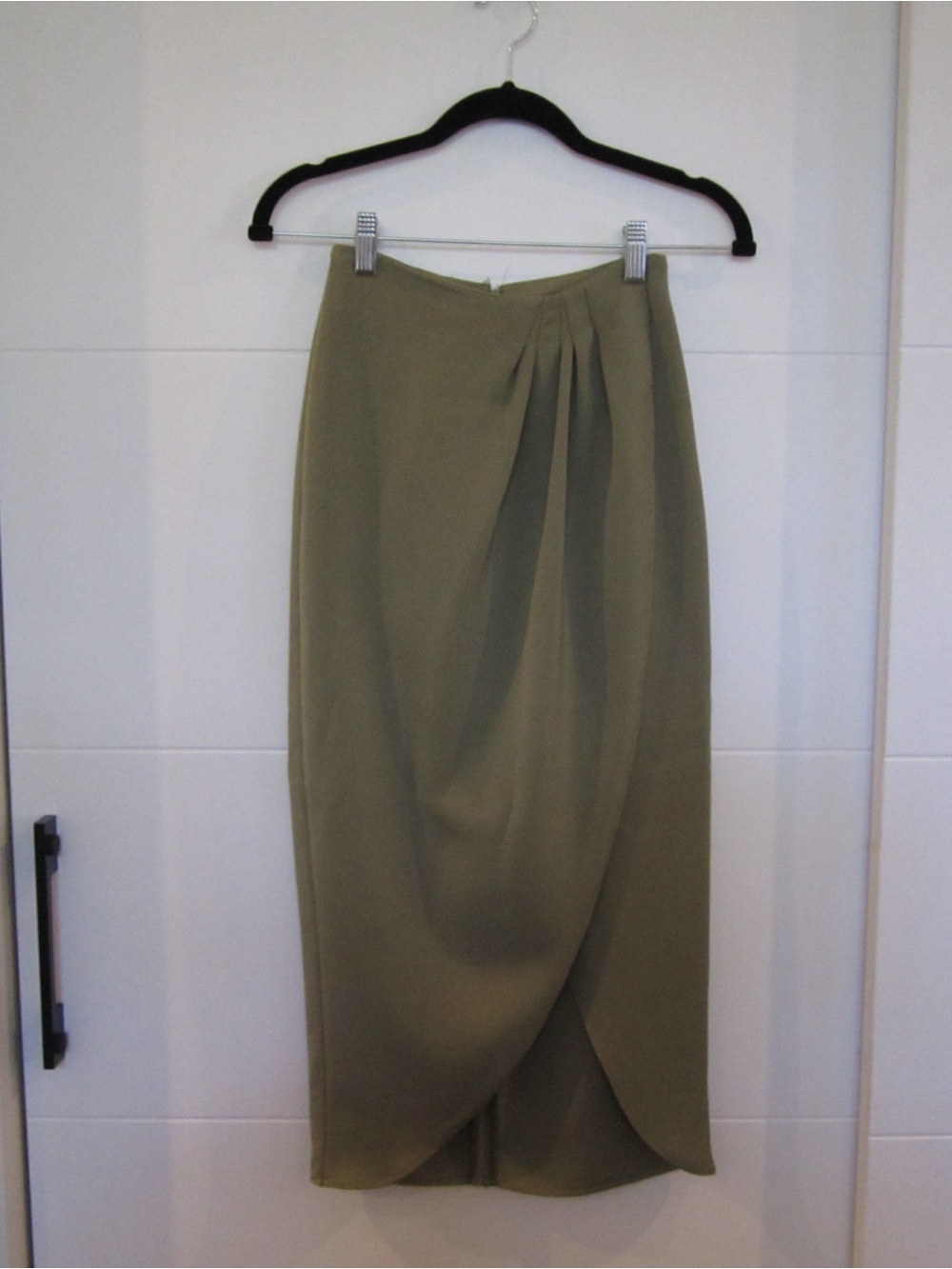 Babaton Olive Draped Midi Skirt